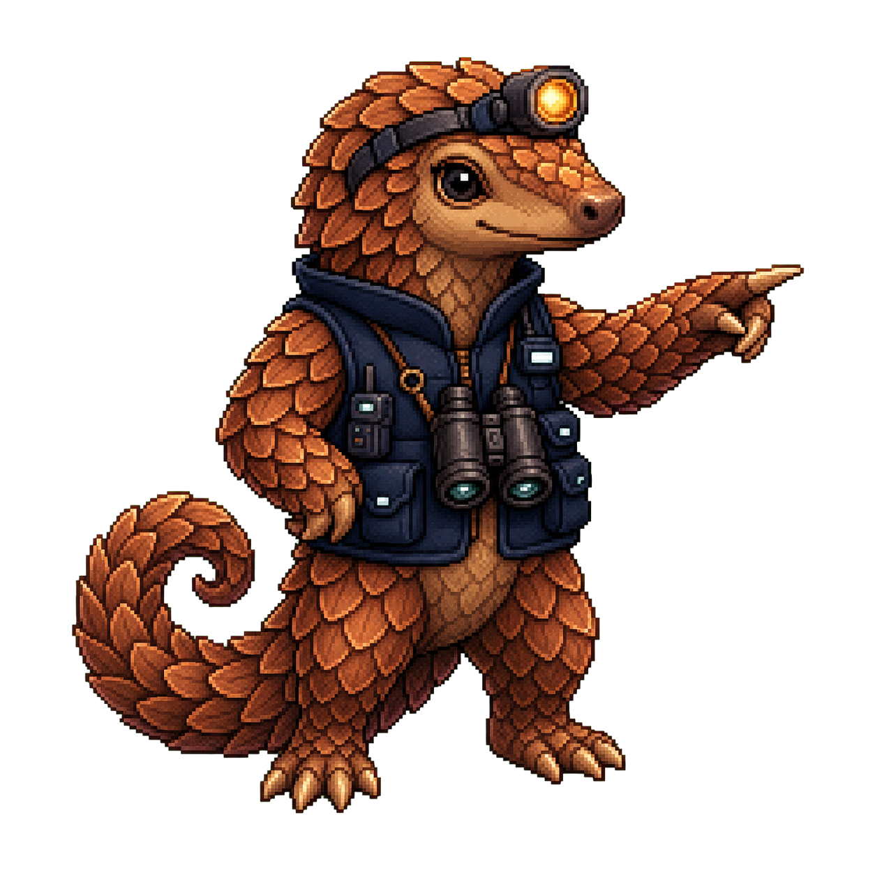 Nox, ZooVision's pixel-art pangolin night ranger